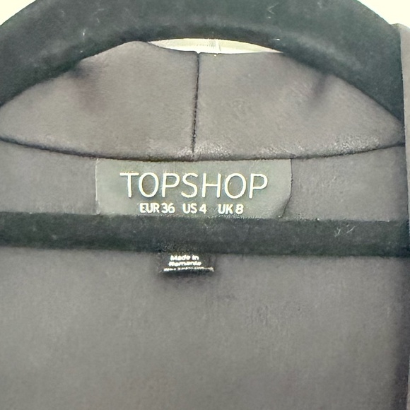 Topshop Satin Trim Blazer Dress | Black Mini (Size US 4) - Picture 3 of 3